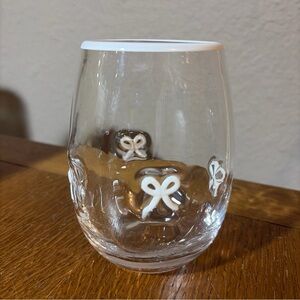 Clear Stemless Tumbler with White Bow Accents